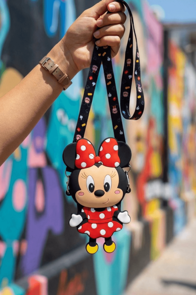 Minnie Mouse Model Ayarlanabilen Askılı Silikon Çanta Cüzdan