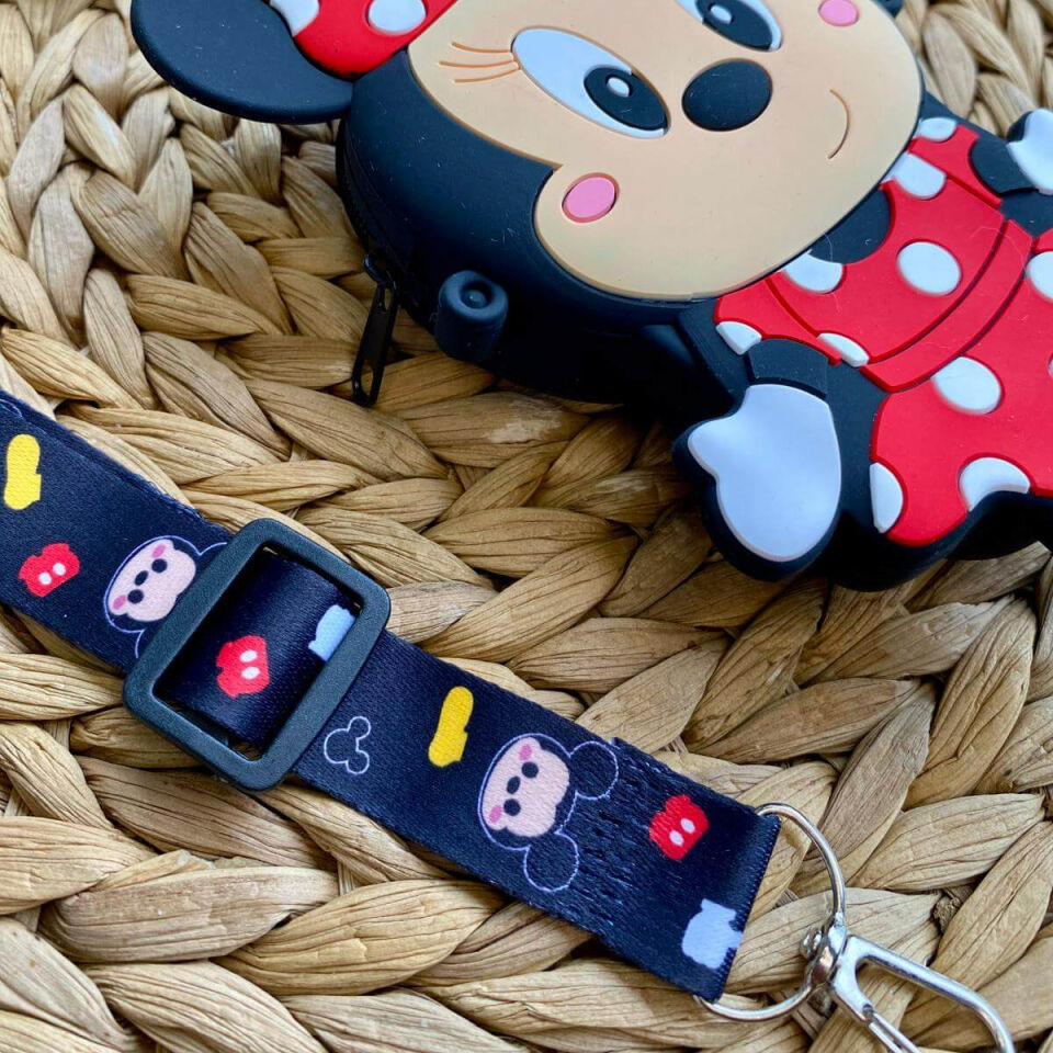 Minnie Mouse Model Ayarlanabilen Askılı Silikon Çanta Cüzdan