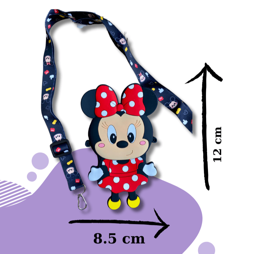 Minnie Mouse Model Ayarlanabilen Askılı Silikon Çanta Cüzdan