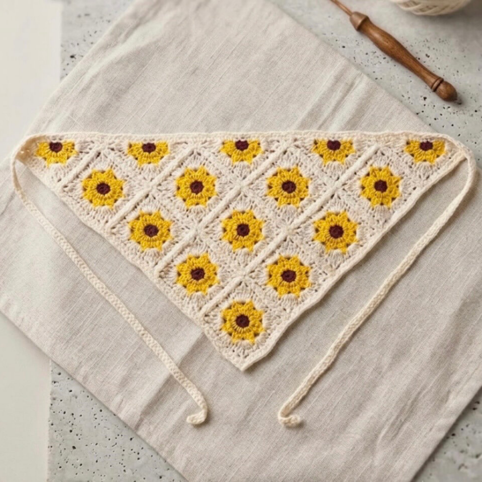 Çiçek Desenli Yumuşak Dokulu Pamuklu Kadın Saç Bandana