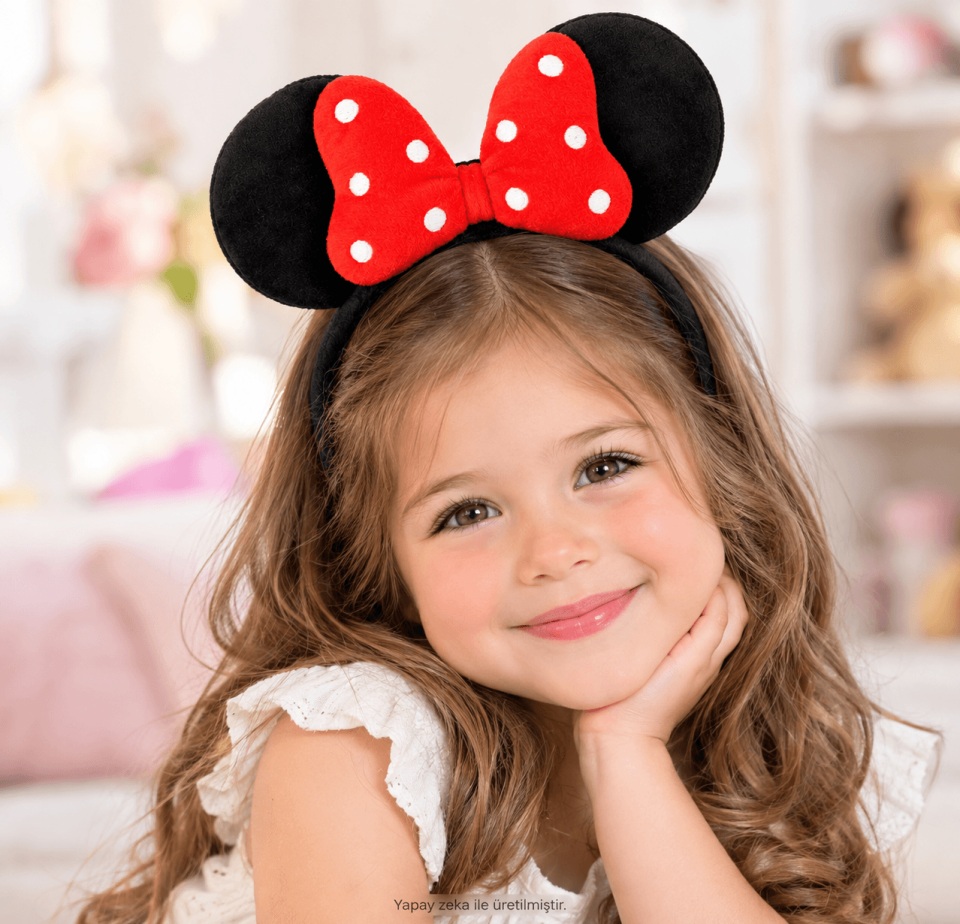 Minnie Mouse Taç-Puantiyeli Kurdeleli Kadın ve Kız Çocukları Saç Akseuarı