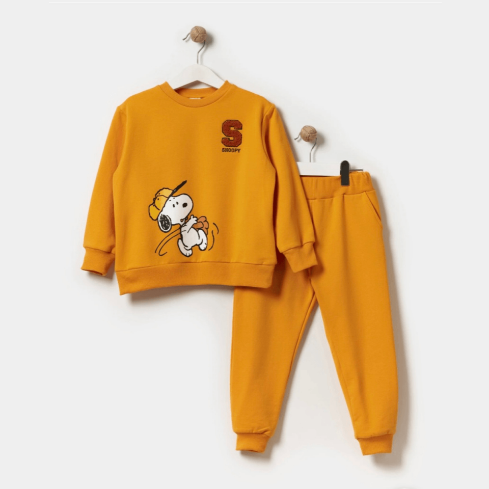 Snoopy Baskılı Pamuklu Kumaş Alt Üst Erkek Çocuk Takım