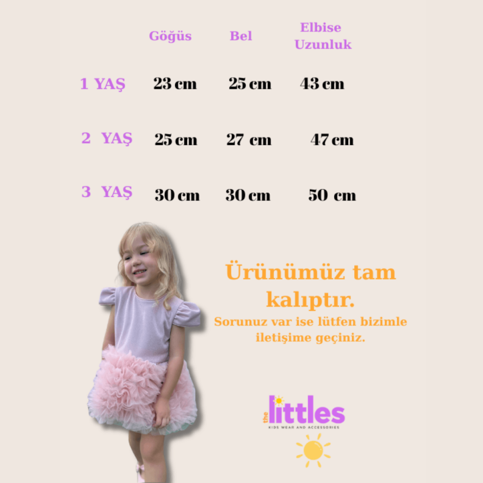 Kurdele Detaylı Pembe Renk Kabarık Tütü Elbise